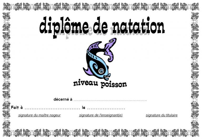 Diplome De Natation